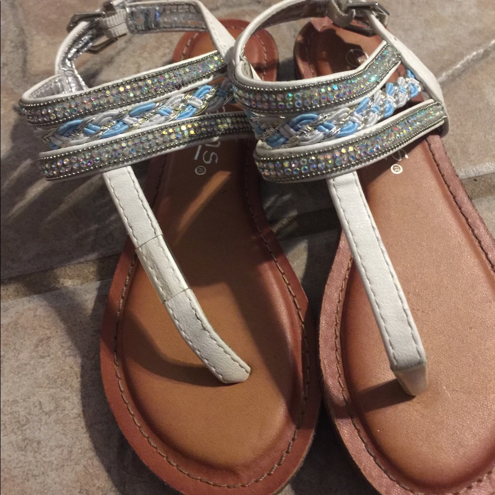 White and blue palms sandals sz: 11